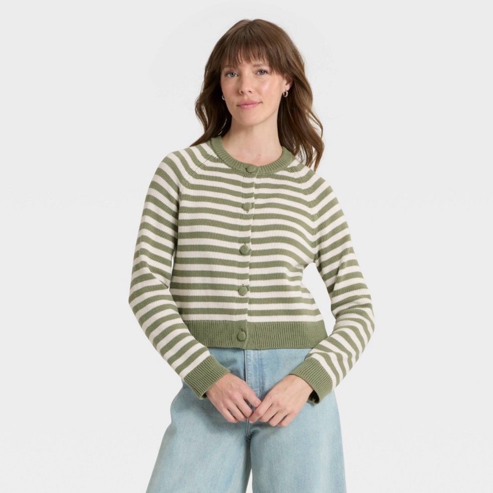 Universal Thread Sage Striped Cotton Cardigan